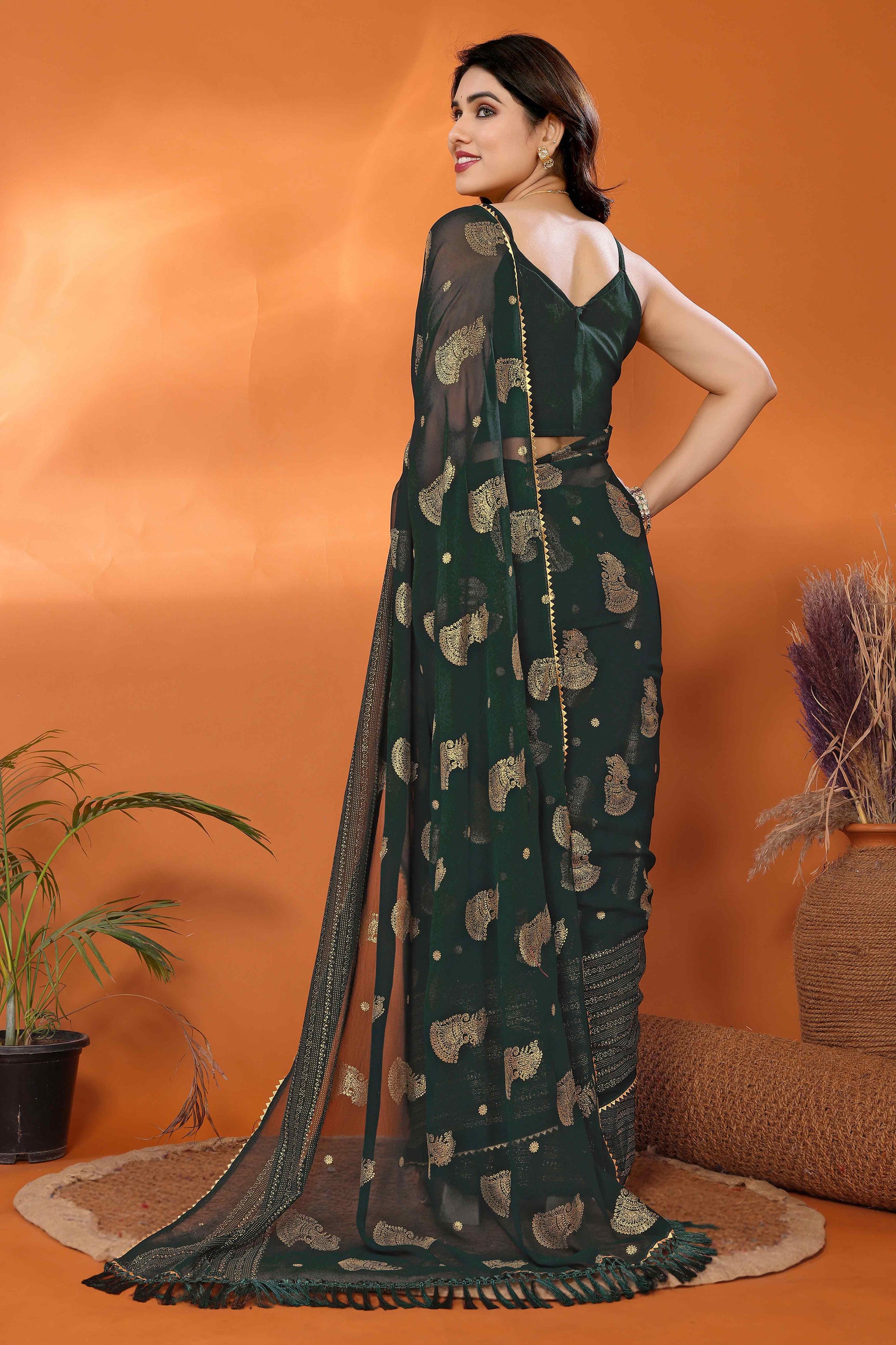 green-foil-printed-georgette-saree-7