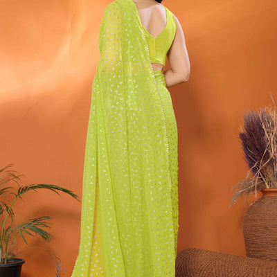 green-foil-printed-georgette-saree-8
