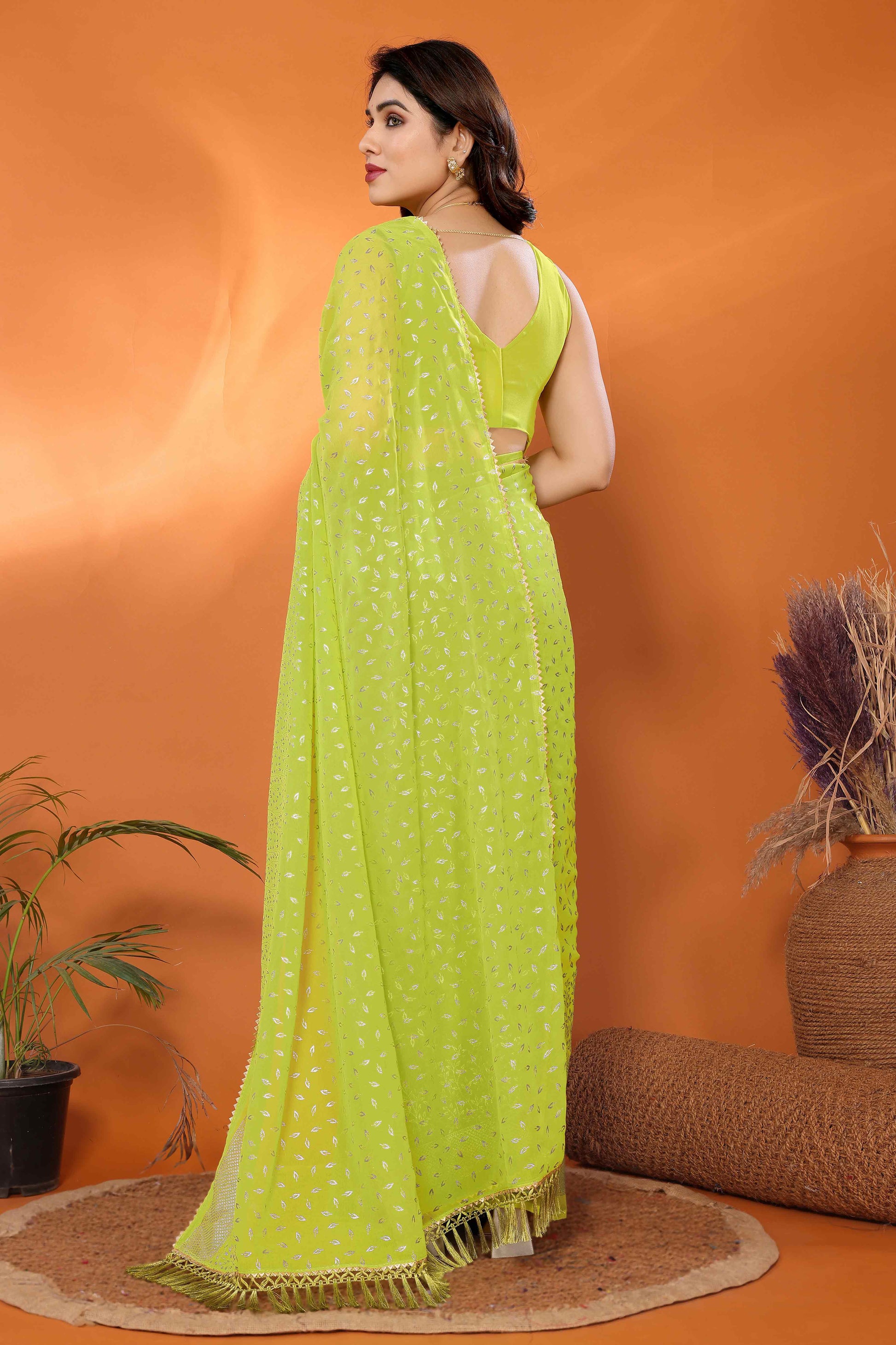 green-foil-printed-georgette-saree-8