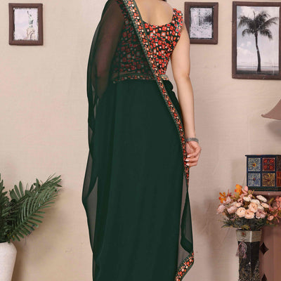 green-solid-georgette-saree-with-printed-border