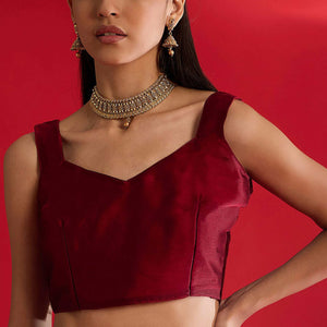 Maroon Solid With Embellished Bordered Chiffon Sarees