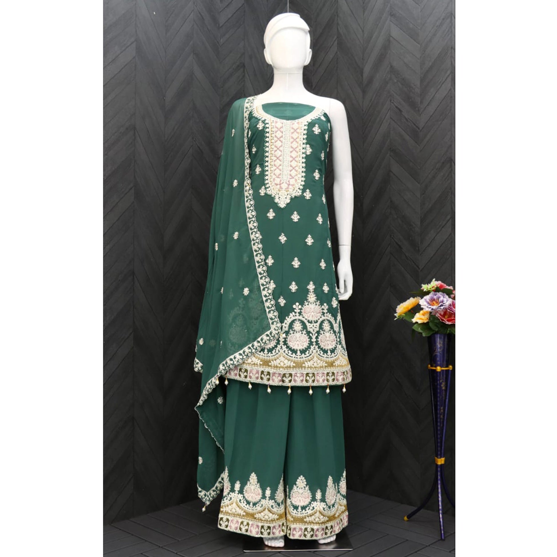 green-floral-embroidered-georgette-semi-stitched-suit
