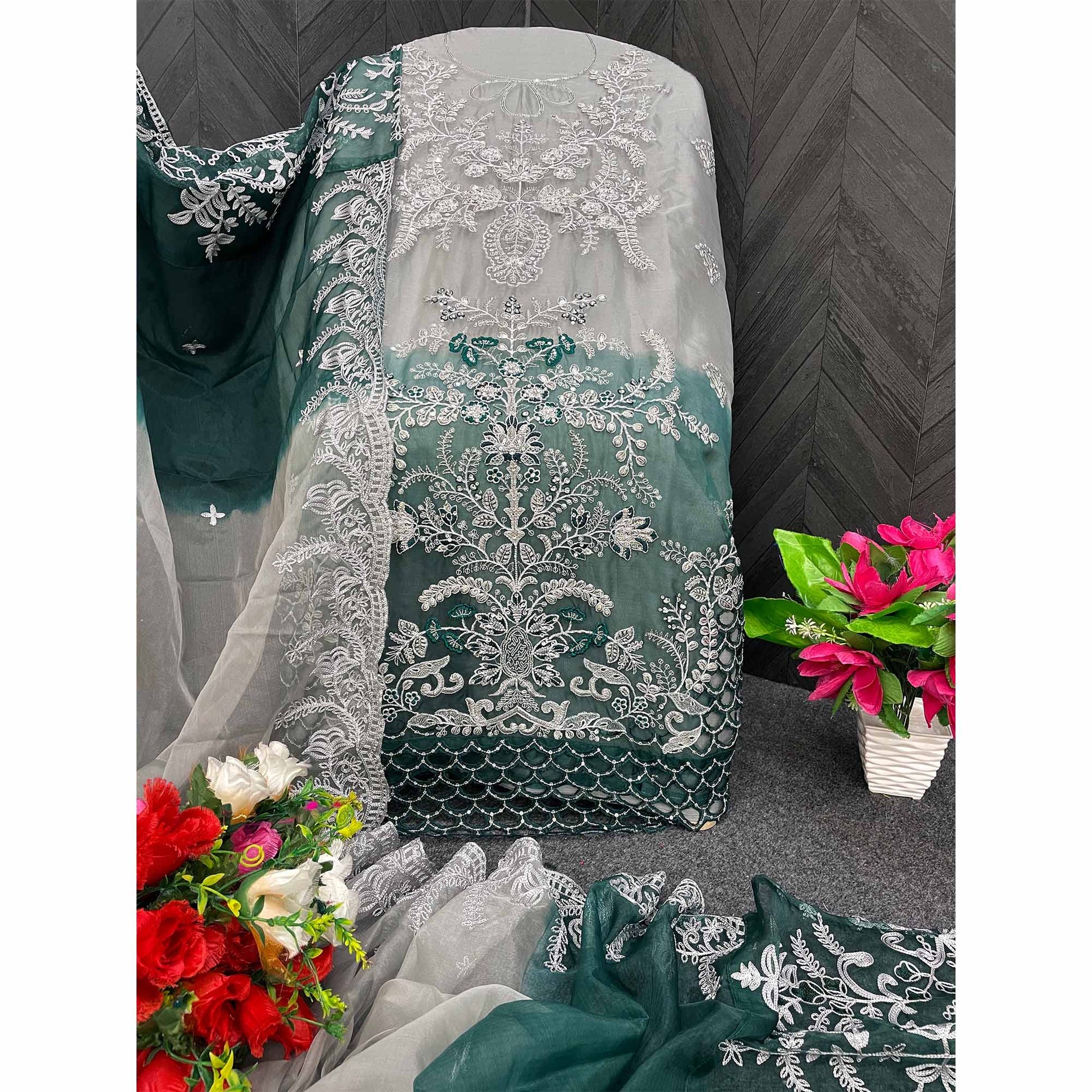 grey-green-floral-embroidered-organza-semi-stitched-pakistani-suit