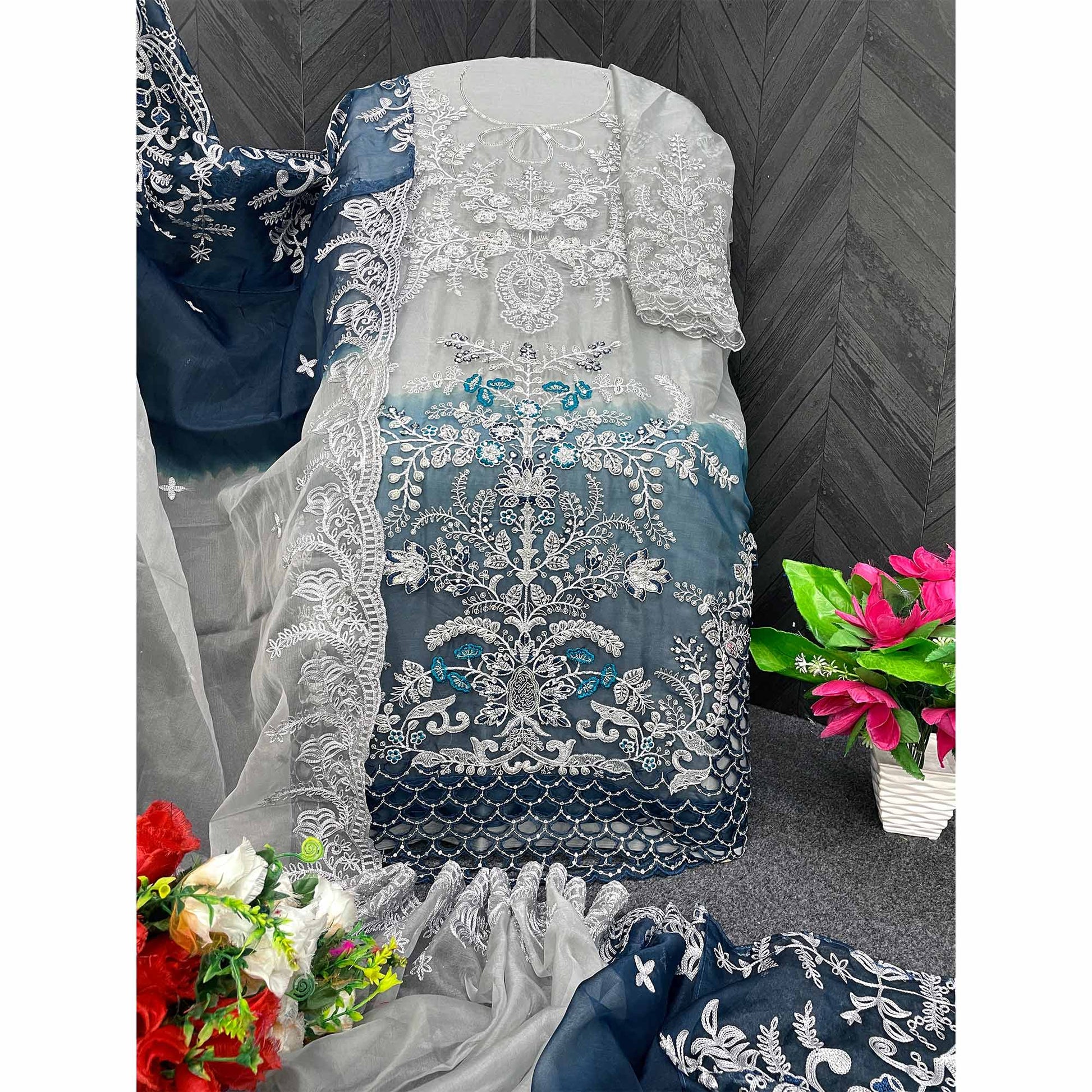 grey-blue-floral-embroidered-organza-semi-stitched-pakistani-suit