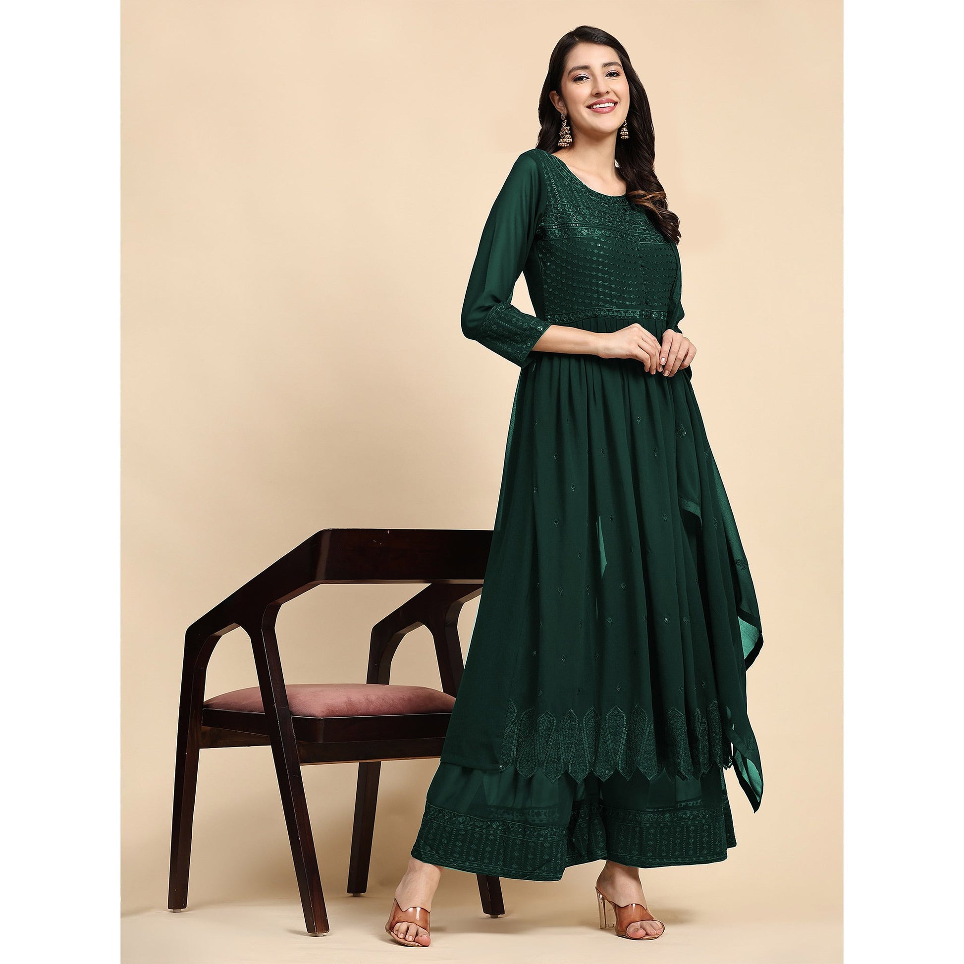 green-sequins-embroidered-georgette-semi-stitched-suit