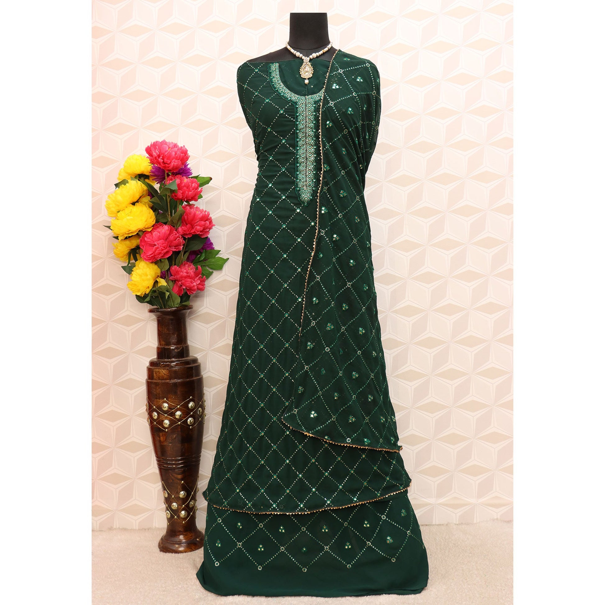 green-sequins-embroidered-georgette-semi-stitched-palazzo-suit