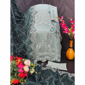 green-floral-embroidered-organza-semi-stitched-pakistani-suit