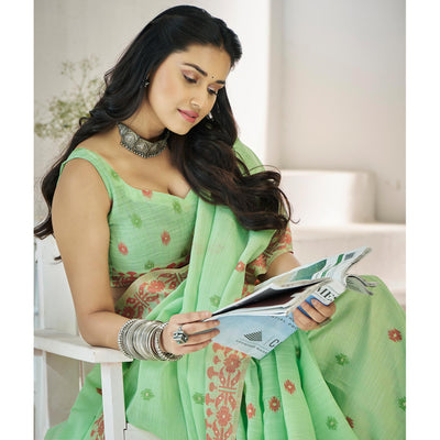 green-floral-woven-cotton-silk-saree-10