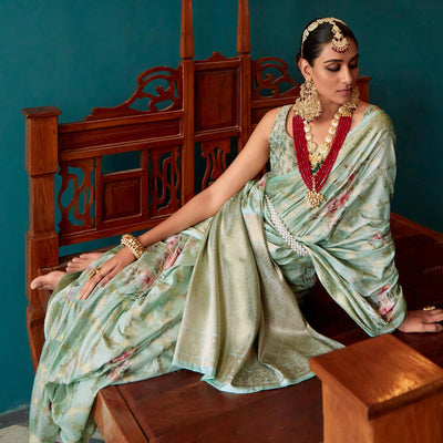 green-floral-digital-printed-muslin-saree