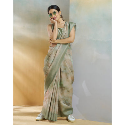 green-woven-with-digital-printed-linen-saree