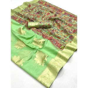 green-floral-woven-modal-saree-1