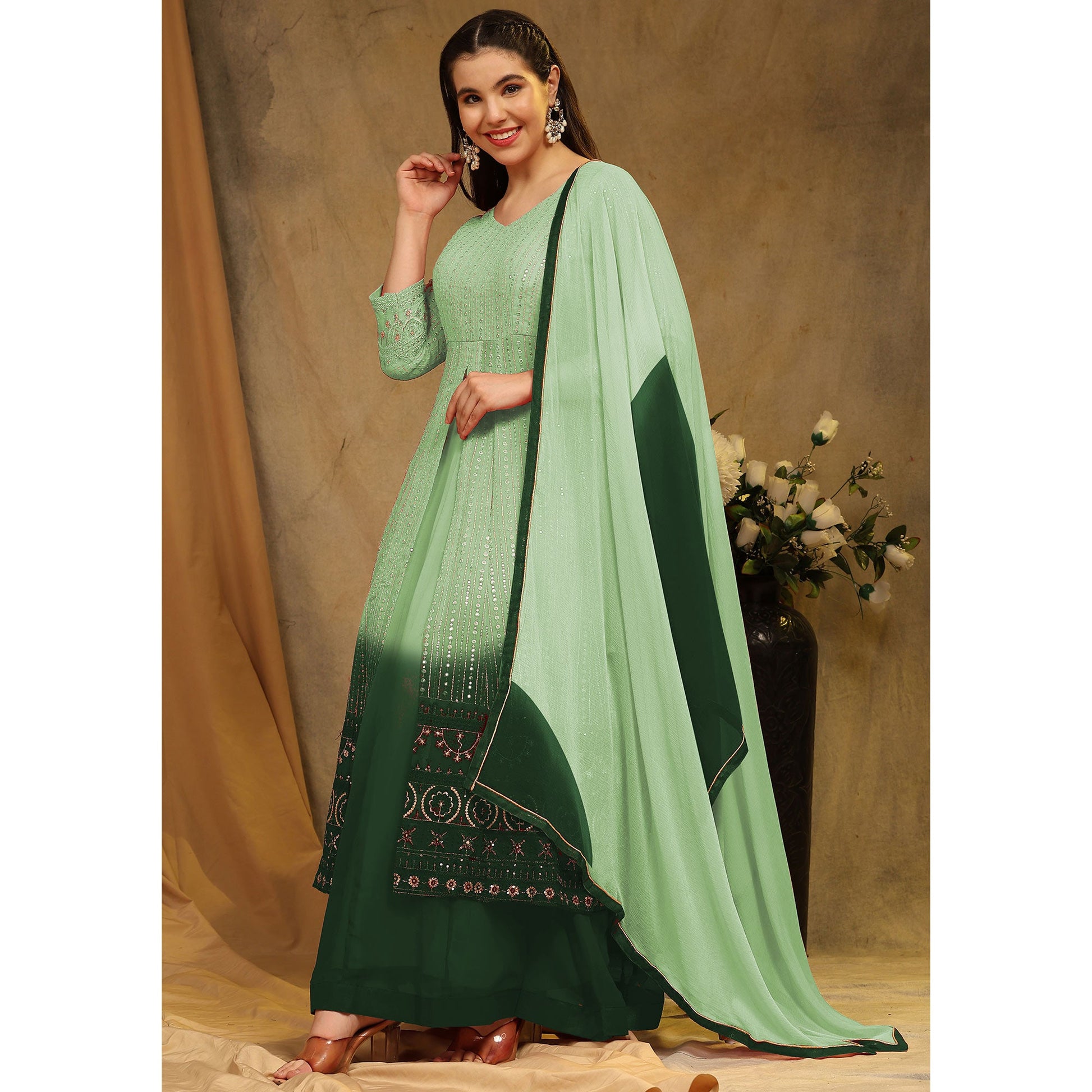 green-sequins-embroidered-georgette-semi-stitched-sharara-suit