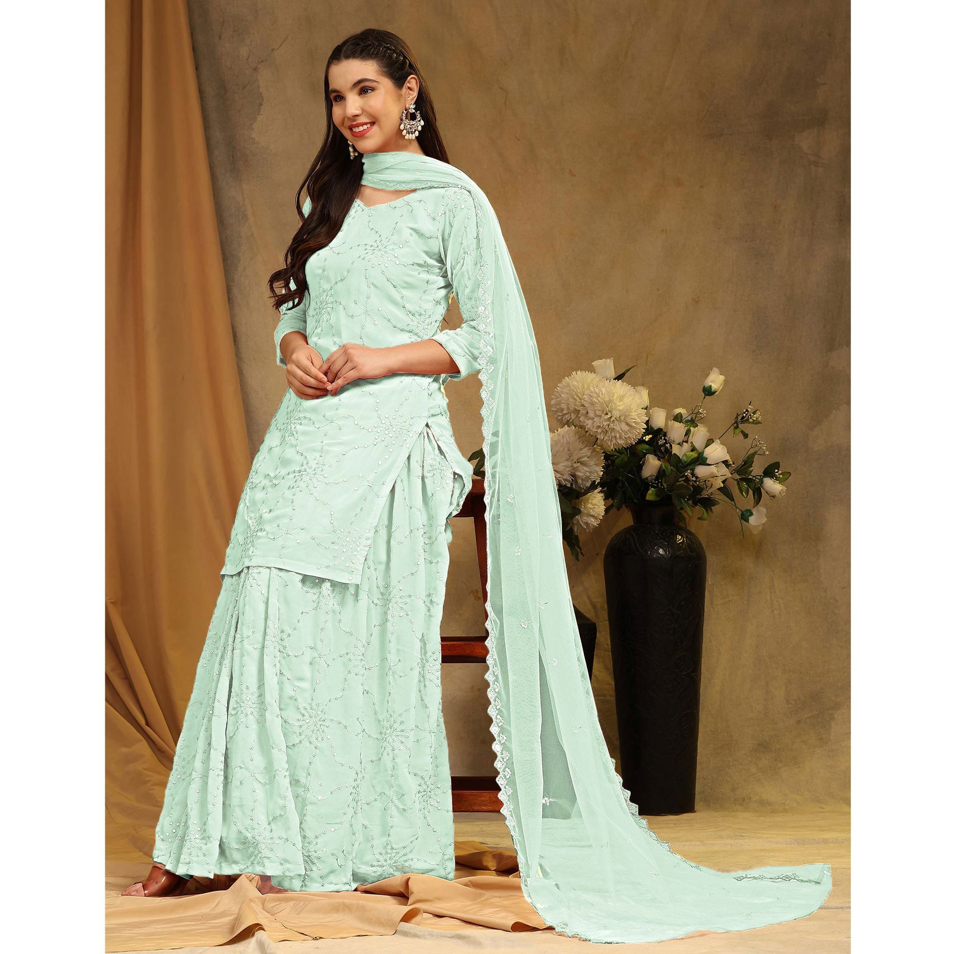 green-embroidered-georgette-semi-stitched-sharara-suit-1