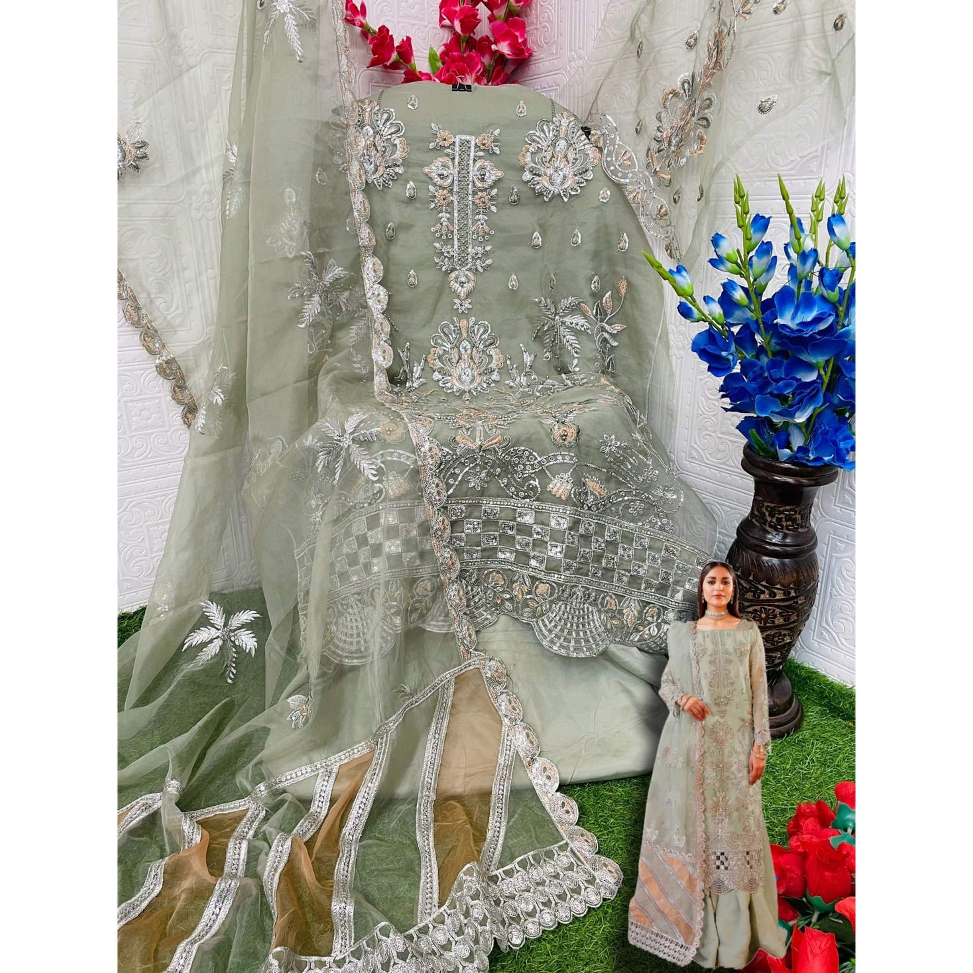 green-floral-sequins-embroidered-organza-semi-stitched-pakistani-suit