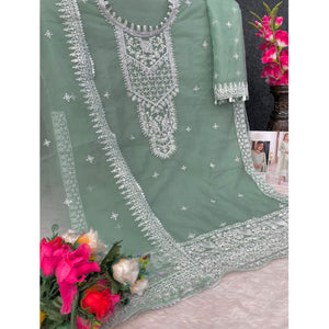 green-embroidered-organza-pakistani-dress-material