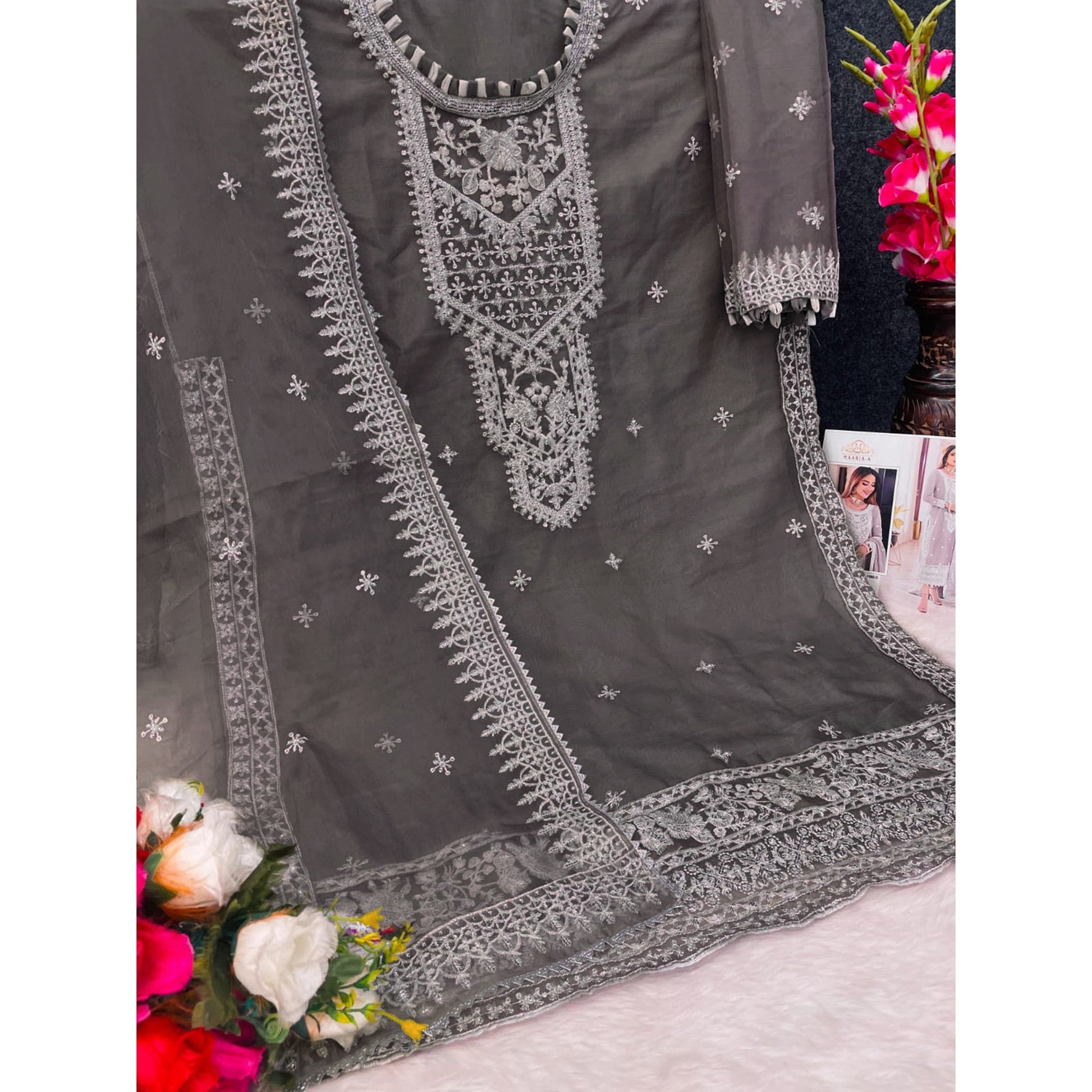 grey-embroidered-organza-pakistani-dress-material