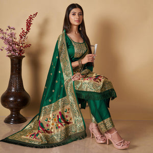 green-floral-woven-banarasi-silk-paithani-dress-material-2
