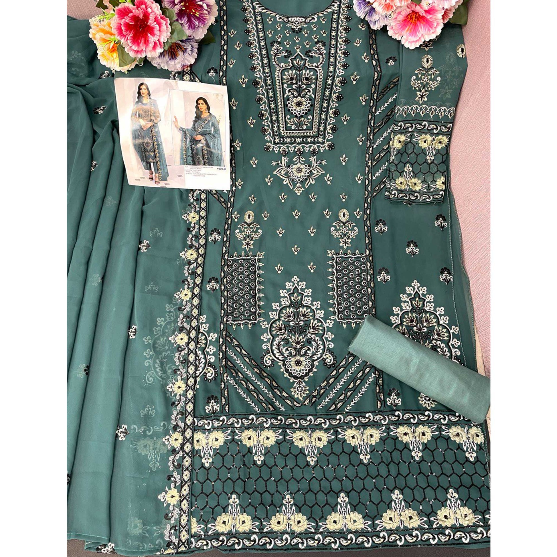 green-floral-embroidered-georgette-semi-stitched-pakistani-suit-1