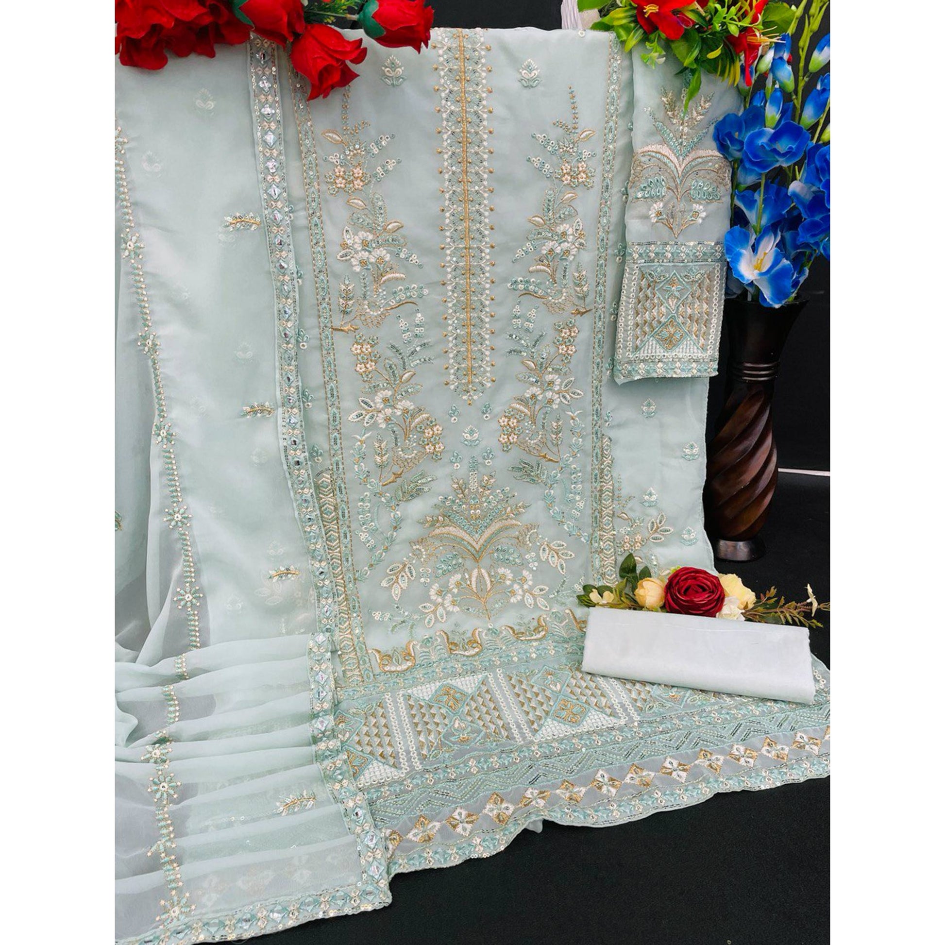 green-floral-sequins-embroidered-georgette-semi-stitched-suit-2