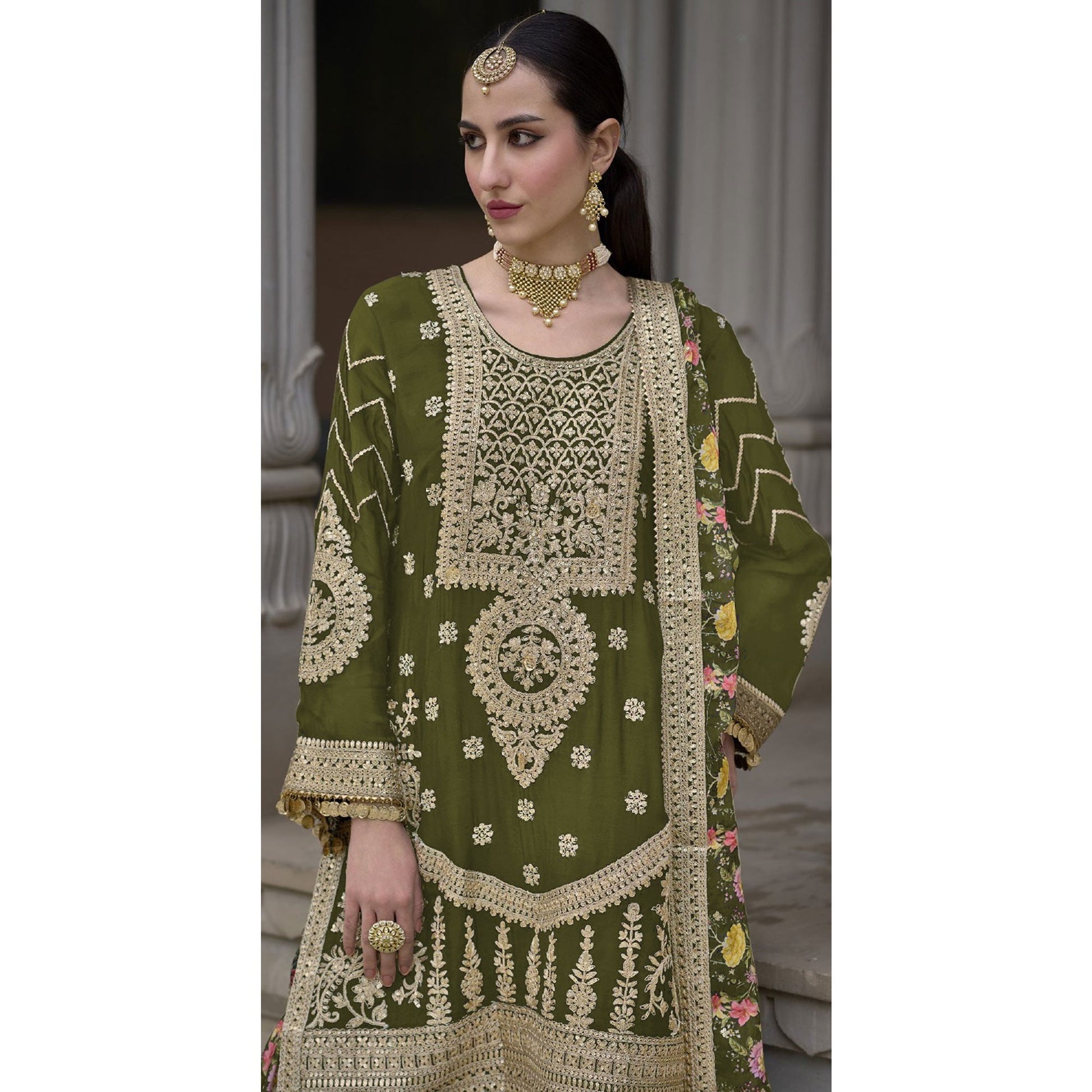 green-floral-sequins-embroidered-chinon-salwar-suit
