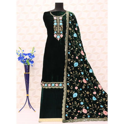 green-floral-embroidered-velvet-semi-stitched-suit-1