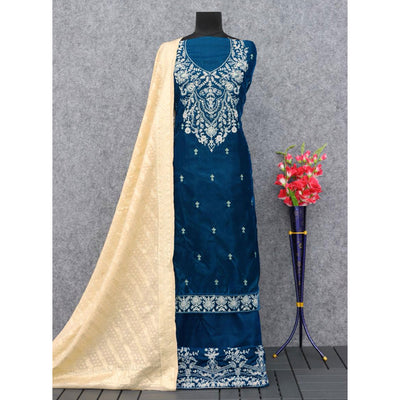 Morpich Floral Embroidered Velvet Semi Stitched Suit