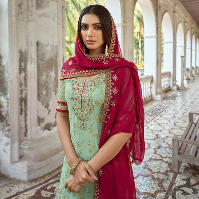 green-floral-embroidered-georgette-semi-stitched-suit-3