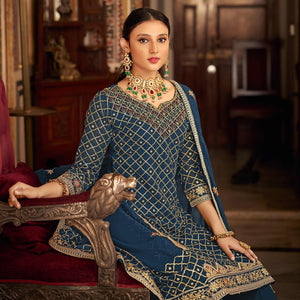 Morpich Sequins Embroidered Chinon Semi Stitched Suit