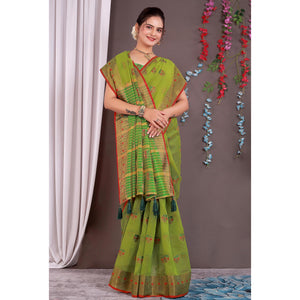 orange-floral-woven-cotton-silk-saree-with-tassels-6