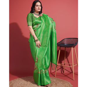green-floral-digital-printed-with-woven-banarasi-silk-saree