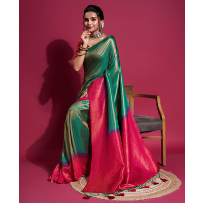green-pink-woven-kanjivaram-silk-saree-with-tassels