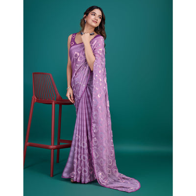 Lavender Sequin Embroidered Georgette Saree