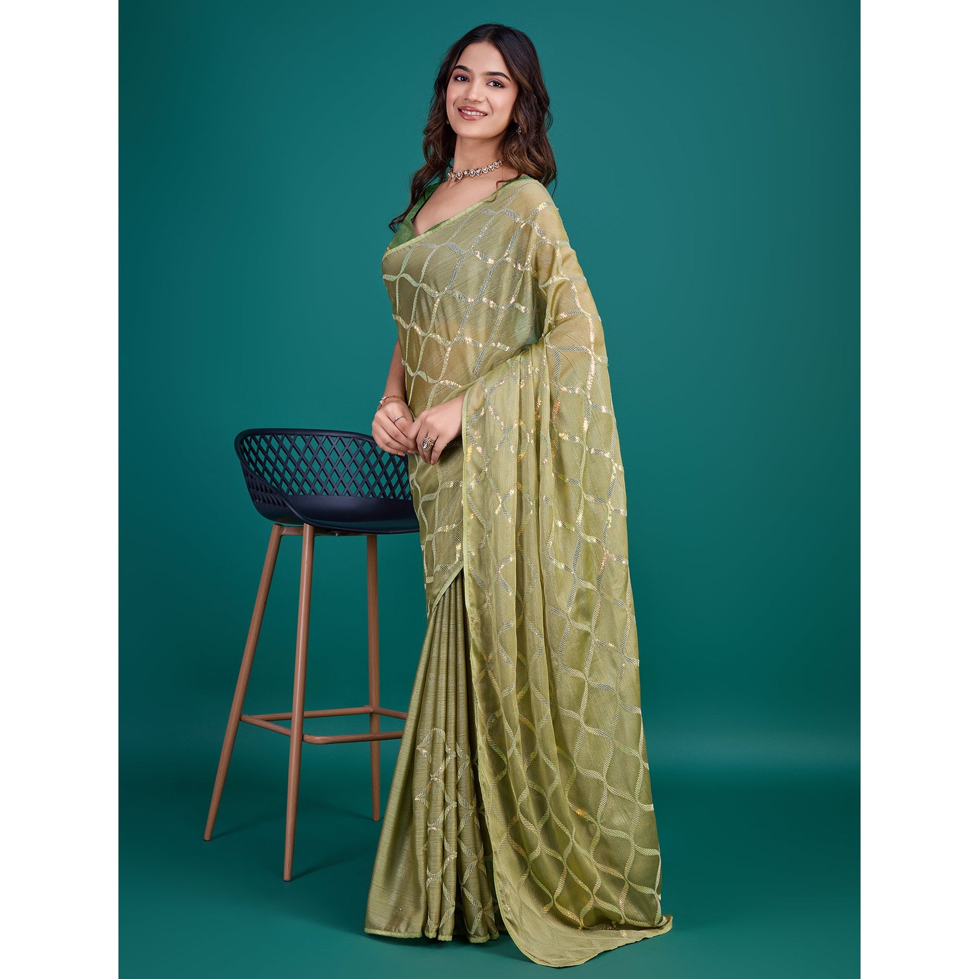 green-sequins-embroidered-georgette-saree-9