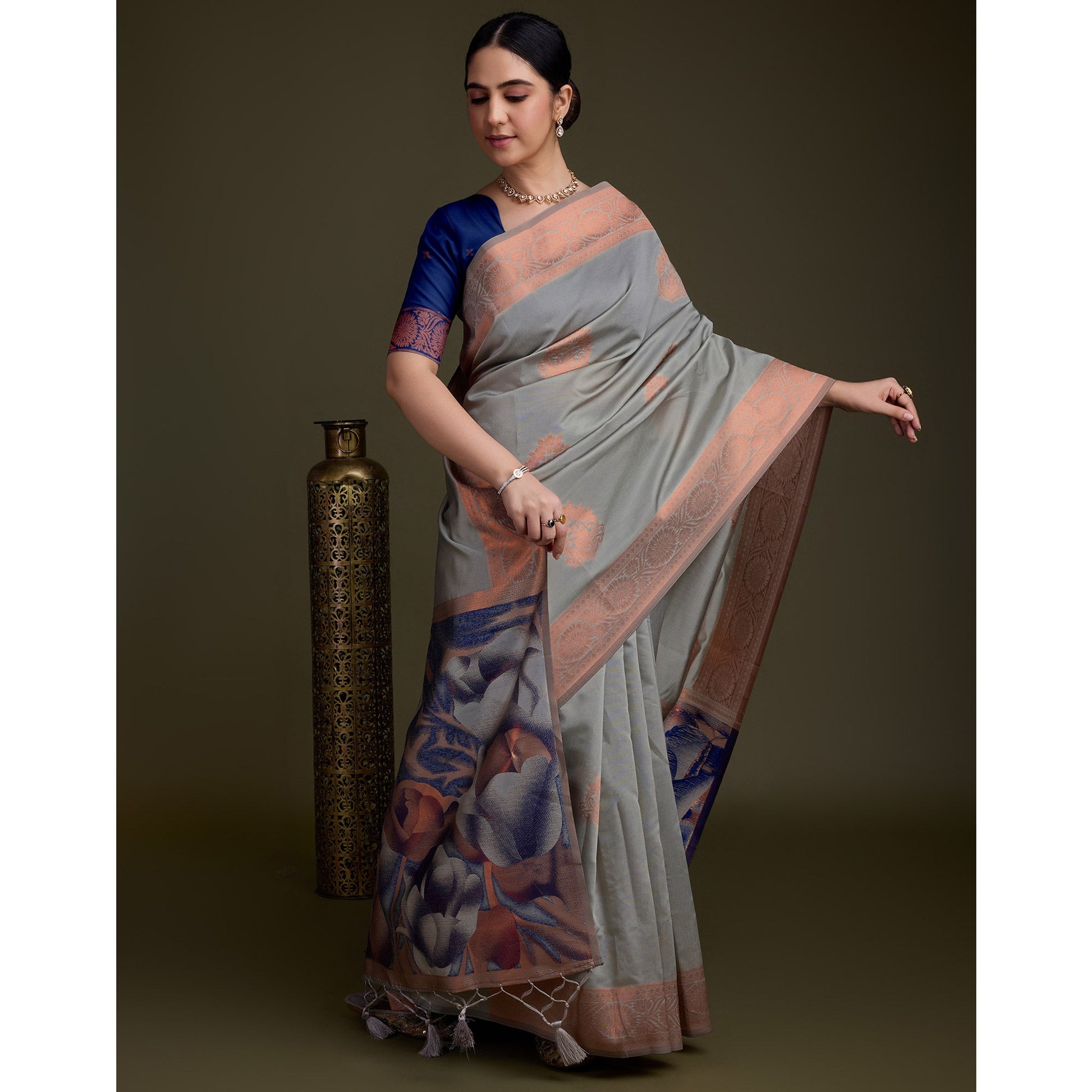 grey-floral-woven-banarasi-silk-saree-3