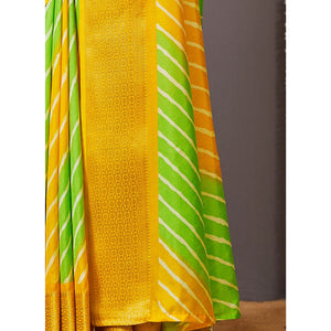 green-yellow-printed-dola-silk-saree-with-zari-border