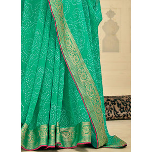 green-bandhani-printed-georgette-saree-1