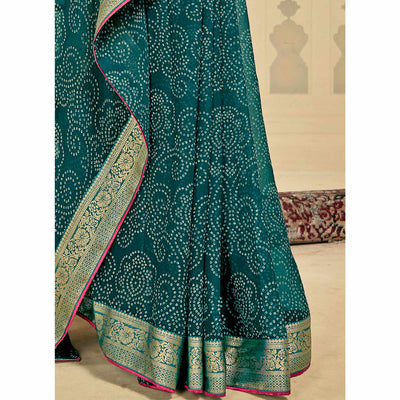 green-bandhani-printed-georgette-saree-2