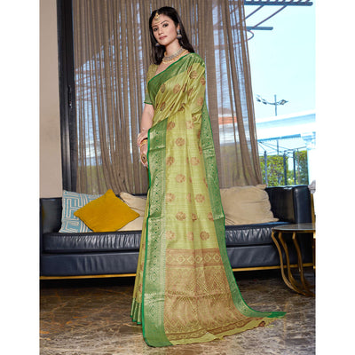 green-floral-woven-cotton-blend-saree-1