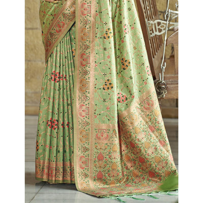 green-floral-zari-woven-cotton-silk-saree