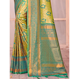 green-floral-woven-kanjivaram-silk-saree-with-tassels-3