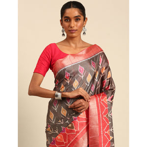 grey-digital-printed-cotton-blend-saree-with-woven-border