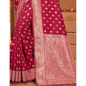 Maroon Floral Woven Banarasi Silk Saree