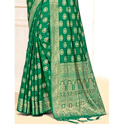 green-floral-woven-cotton-silk-saree-with-tassels-2