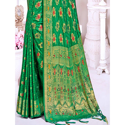 green-floral-woven-cotton-silk-saree-with-tassels-3