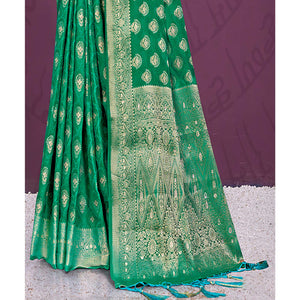 green-floral-woven-cotton-silk-saree-with-tassels-5