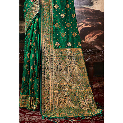 green-floral-woven-banarasi-silk-saree-with-tassels-8