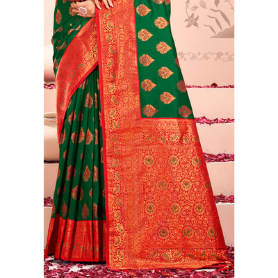 green-floral-woven-kanjivaram-silk-saree-with-tassels-1