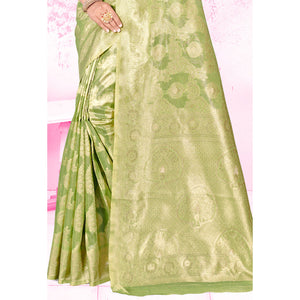 Light Green Woven Cotton Blend Saree