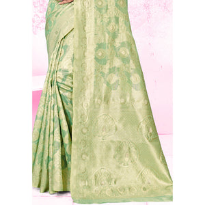 green-woven-cotton-blend-saree-1