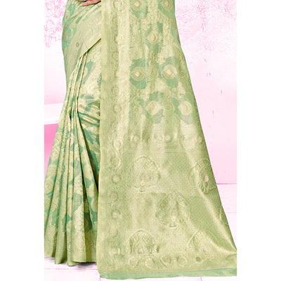green-woven-cotton-blend-saree-1